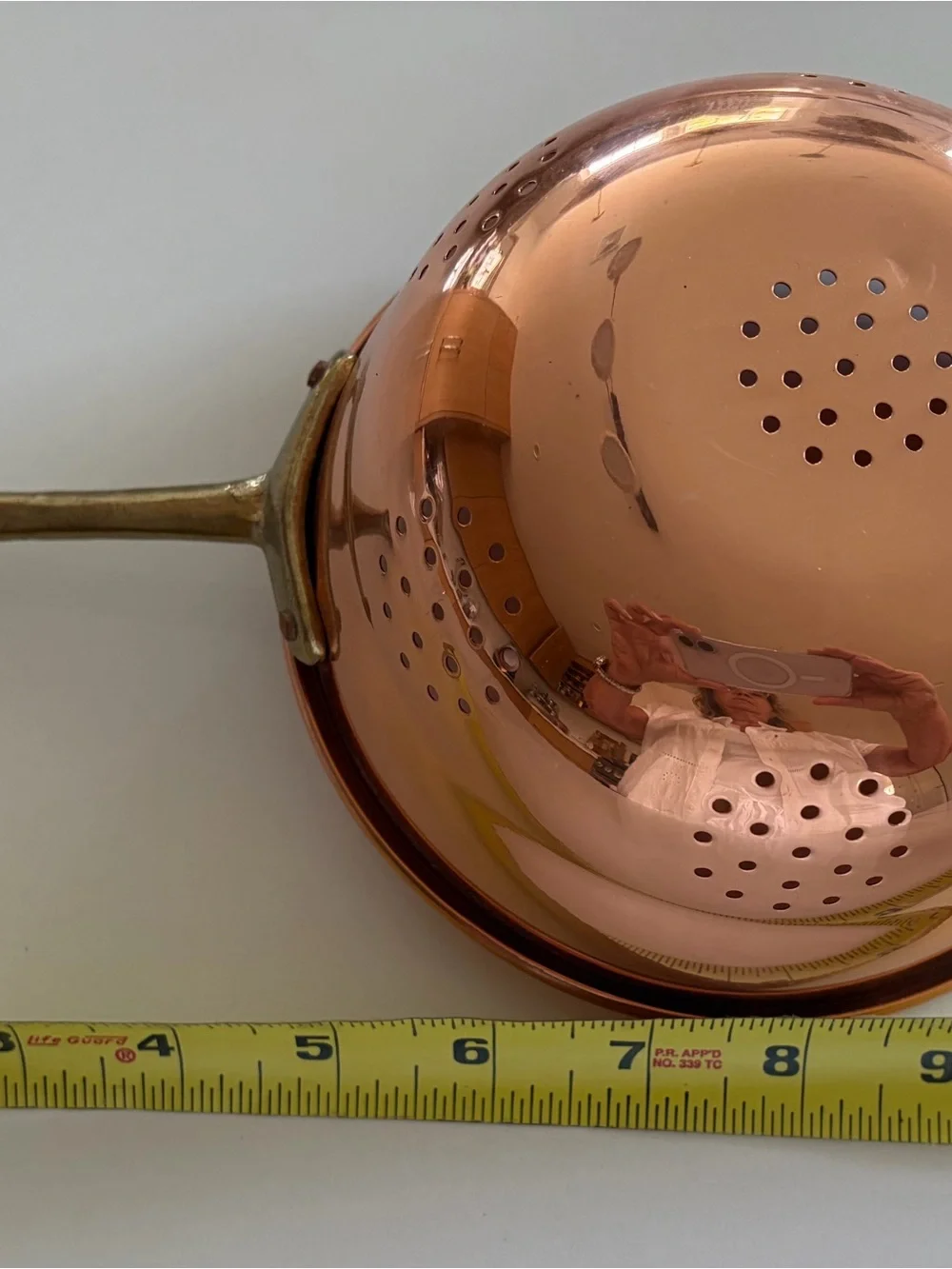 Copper Berry or Tea Strainer with Brass Handle
